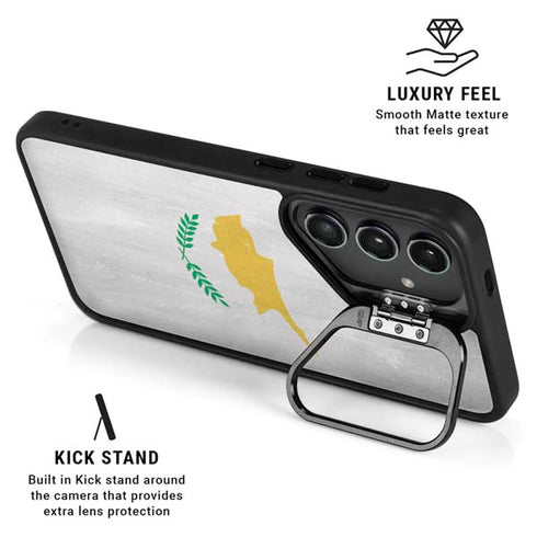 Cyprus Flag Distressed Galaxy S24 FE Kickstand Case